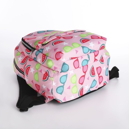 Youth backpack from textiles 2 of the lightning department, 3 pockets, pink color-4