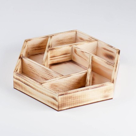 Wooden box "hexagon" with partitions 28x24.5x5 cm, color exotic