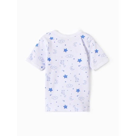 Children's T -shirt on the "Giraffes" buttons, white/blue color, height 80-3