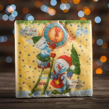 New Year's napkins Paper Fresco "Snowmen-Chassis", 2 layers, 33*33 cm, 20 sheets-3