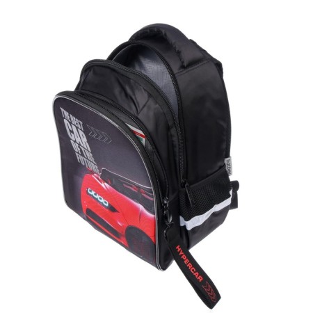 School backpack 37 x 26 x 17 cm, ergonomic back, Hatber Primary School "Red Auto" Black/Red-12