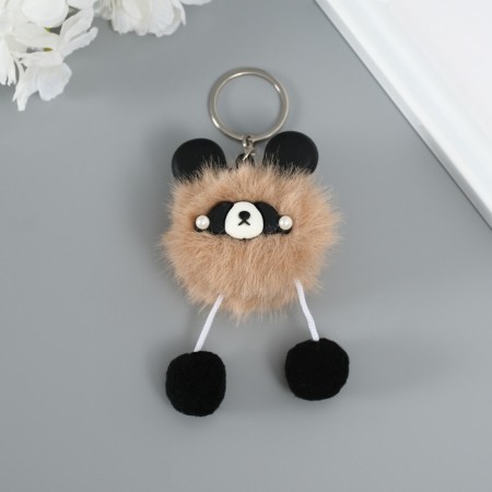 Fluffy on the ring "Panda Modnik" brown 9x6x6 cm-1