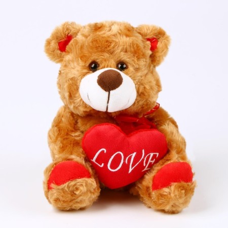 Soft toy "Bear", with heart, 18 cm, brown color