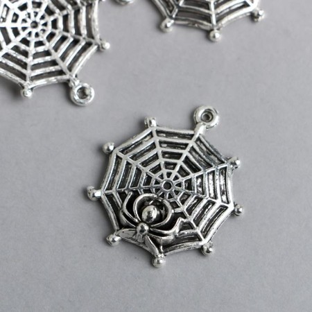 Decor Metal for Creativity "Spider and Web" silver 4503 2.9x2.6 cm