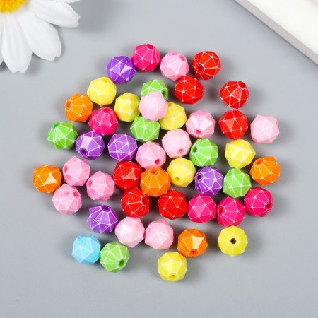 Beads for creativity plastic "Rombics with faces" Color set 25 g 1x1x1 cm