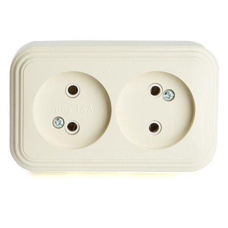 2-seater socket without grounding contact, 250V, 16A, IP20, PST16-30-20 (RA 16-237-BZ), SL 1022741-3