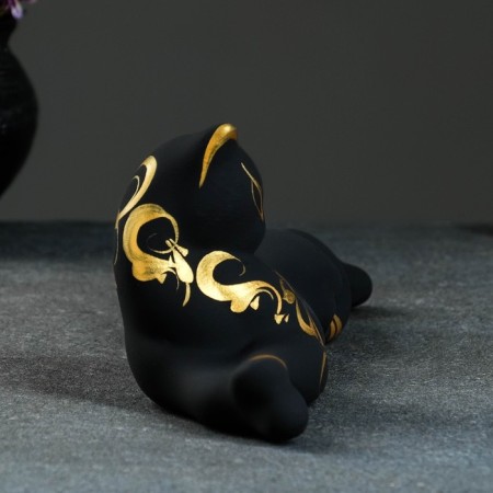 Figure "Cat Bagira Lying" Black Black 7x27x10cm-1
