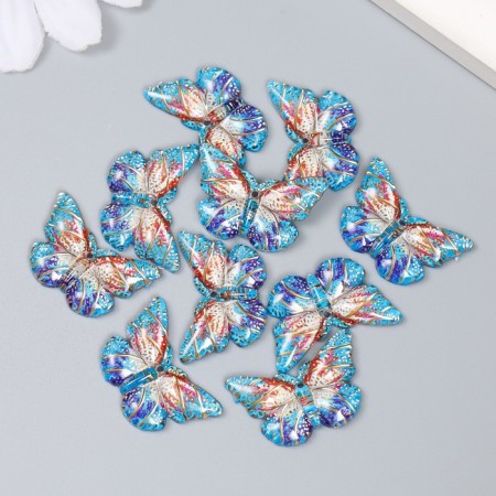 Decor for creativity Plastic "Butterfly with gold points" Blue 1.5x2.3 cm-2