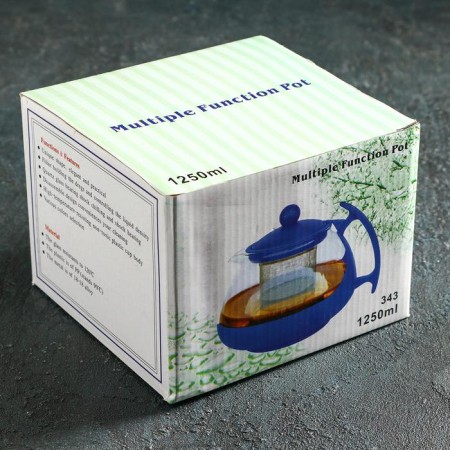 Glass teapot “Fantasy”, 1.25 liters, with metal sieve, color mix-2