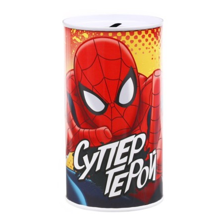 Metal piggy bank, 6.5 cm x 6.5 cm x 12 cm "Super Hero", Spider-Man-1