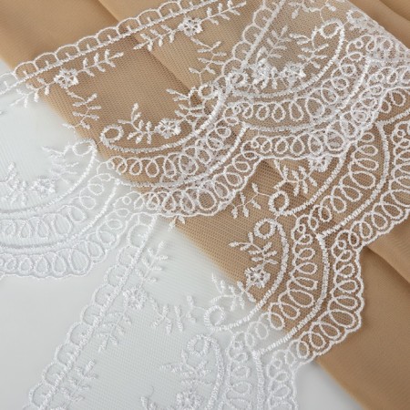 Lace on a grid, 95 mm × 11 ± 1 m, white color-1
