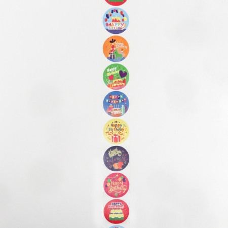 Stickers in the Roll "Birthday", 500 pcs, 3.8 x 3.8 cm-1