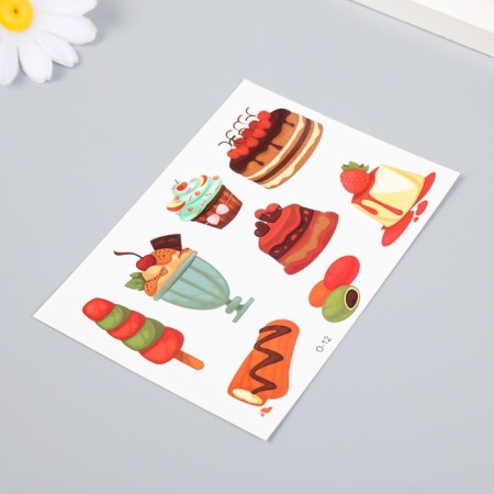 Tattoo on the body color "Sweets. Desserts" 11.5x8 cm, mix-4