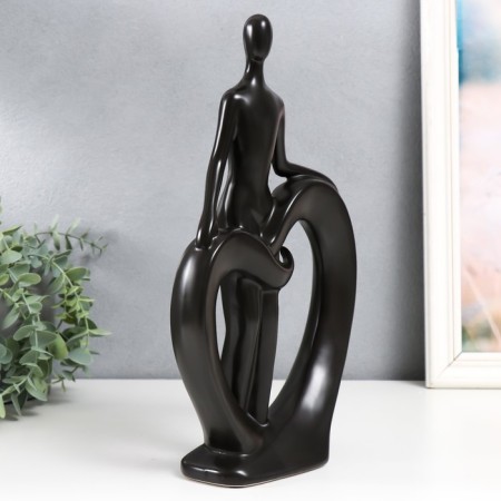 Souvenir ceramics "man and heart" black 7x18x31.5 cm-1