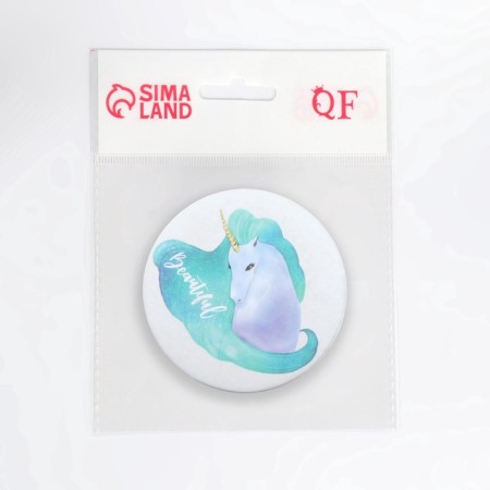 Folding mirror "unicorns", d = 7.5 cm, white/turquoise color-4