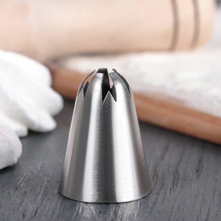 Confectionery nozzle "Closed star", D = 3 cm, exit 0.5 cm, stainless steel