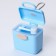 Container for storing baby food 150 ml., With a spoon, blue color
