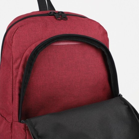 A backpack with a zipper, "saxi", an outer pocket, burgundy color-6