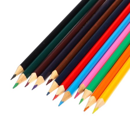 Pencils of colored 12 colors, sharpened, hexagonal, cardboard packaging, euro suspension, mixeri-3