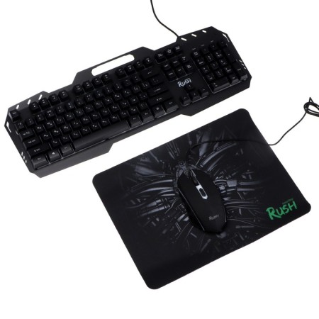 Game set Smartbuy Rush Citadel 3 in 1, keyboard+mouse+carpet, wired, 2400 dpi