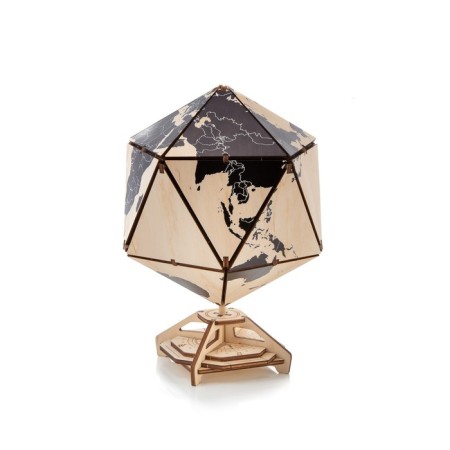 Designer Wooden 3D Ewa Globe Icosahedron with a secret (casket, safe) Black-14