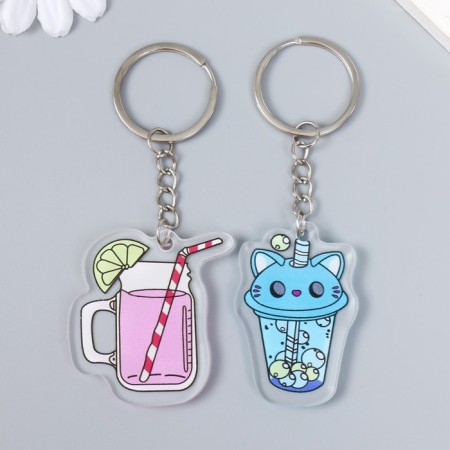 Acryl keychain "Lemonada in a mug/glass" mix 4.5x4.7 cm