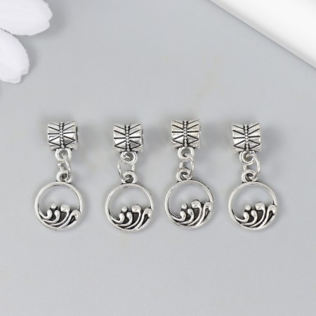 Bale with a suspension metal for creativity "waves" silver 2.4x1.2 cm-2