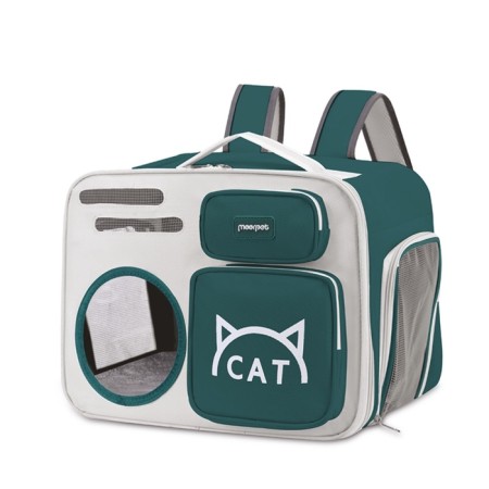 A backpack for carrying cats and dogs, transparent, 40 x 30 x 26 cm, gray-green-2