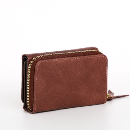 Women's wallet on the button, the color of beige-brown-1