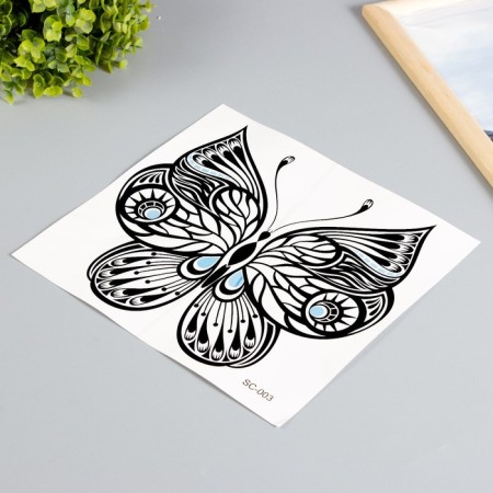 Tattoo on the body black "butterfly" 38x24 cm-1