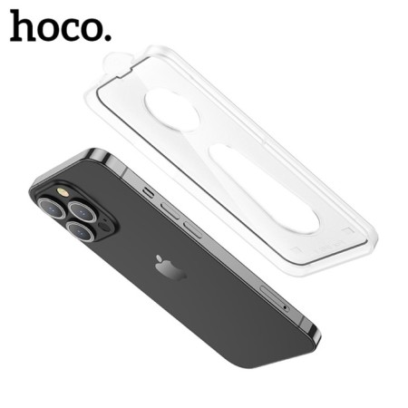 Hoco protective glass for iPhone 14 Plus/13 Pro Max, with a frame for installation, full glue-4