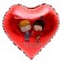 Foil ball 18 "Love is..." in the shape of a heart, with a substrate