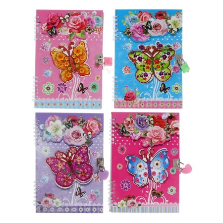 Notebook Gift Book on a lock, A5, 50 sheets, line, "Butterfly", mix