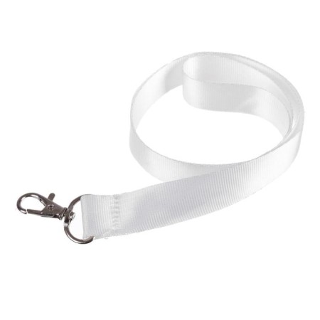 Badge tape width-20 mm, length-90cm with metal carbine, white-3