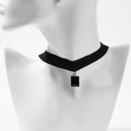 Choker "Jeans style" rectangle, black color in gold, 30 cm