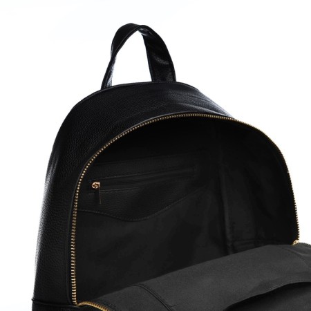 Women's backpack made of artificial leather with lightning, 1 pocket, black color-4