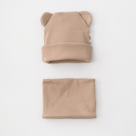 Kinderlitto Piccolino Kinderlitto kit, 2 items: hat, snood, age 3-6 months, beige color-1