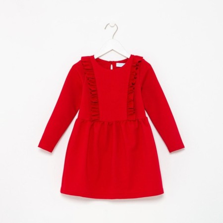 Платье для девочки с рюшей KAFTAN "Basic line", размер 32 (110-116), цвет красный-4