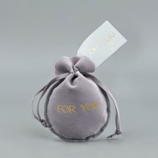 Suede bag “for you”, gray, embossing, 9 × 12 cm