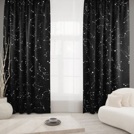 Noteurno curtain set 145x260cm-2pcs, black, Gabardin, p/e 100%