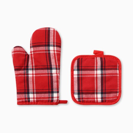 New Year. Kitchen set 2 Ave. Ethel Cell centered red. 17*17cm, mittens-dumplings. 26*16cm, 100%p/e-1