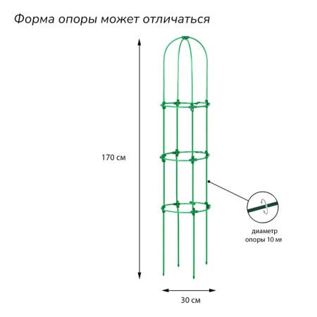 Trellis, 170 × 30 × 1 cm, metal, green, "Clover missile"