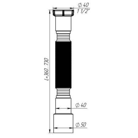 Corporal pipe Aquant, 1 1/2 "x 40/50 mm, l = 360-730 mm-2