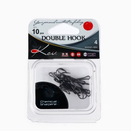 Double hooks KOI Double Hook, BN color, No. 4, 10 pcs.