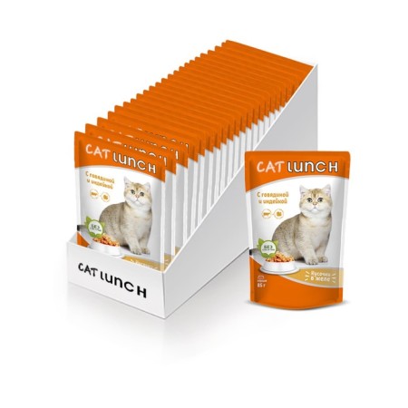 Wet Cat Lunch food for cats, pieces in jelly, beef/turkey, 85 g-2