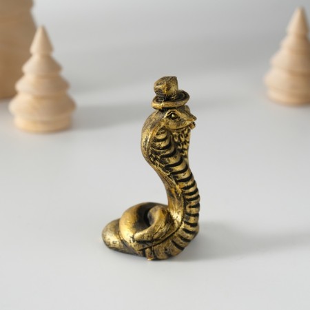 Polystone souvenir "Cobra in the cylinder" Black-gold 3.6x6 cm-1