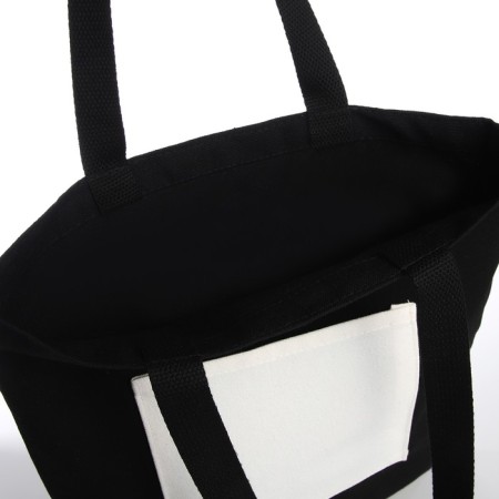 Hooper bag without fastening, from textiles, black/white color-2