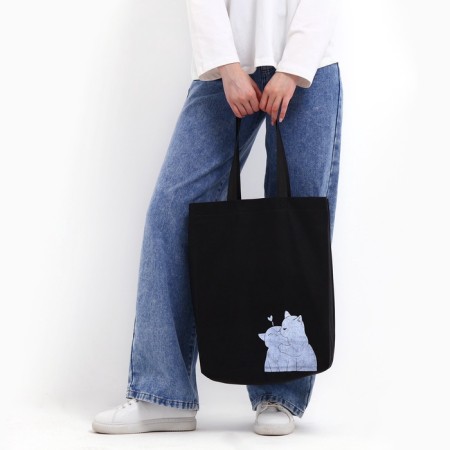 Bag (package) Shoper "cats", 42x10x30 cm, without lining, black