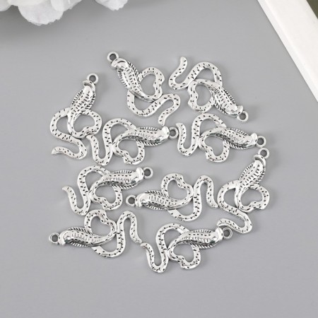 Decor for creativity Metal "Snake" silver 3.4x1.8 cm-2
