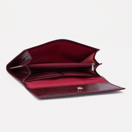 Women's wallet on the Textura button, burgundy color-2